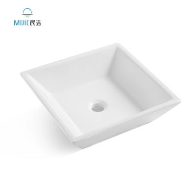 China Ceramic Bathroom Wash Basin Bathroom Counter Vessel Vanity Square White Porcelain Above Sink Modern Modern Bathroom Sinks for sale