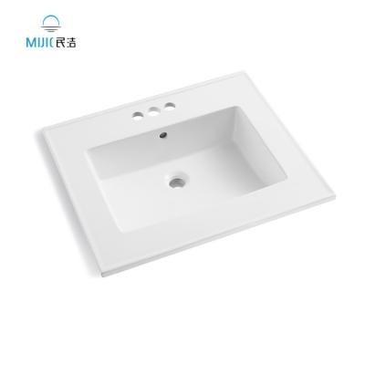 China Modern Luxury Design Single Hole Hand Wash Ceramic Basin Rectangular Bathroom Sink Cabinet Ceramic Basin for sale