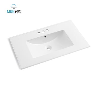 China Hotel Style Bathroom Basin Modern Ceramic Hand Table Vanity Cabinet Slim Edge Basin Bathroom Sinks for sale