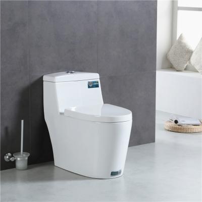 China Bathroom Price Double-Flow Bathroom WC White Ceramic One Piece Toilet Cheap Spoiler Modern Ceramic Siphonic Toilet for sale