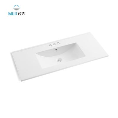 China New Modern Sale Ceramic Slim Single Hole Bathroom Sink Cabinet Edge Basin Bathroom Vanity Sinks for sale