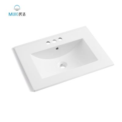 China Slim Basin Rectangle Bathroom Vanity Sink Factory Direct Design Modern Ceramic Wash Basin Installation Cabinet for sale