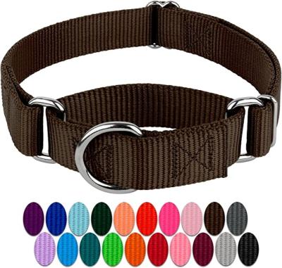 China Lights Martingale DOG Collar - Brown Heavy Duty Nylon Dog Collar - Muti Colors for Small Medium Large Dogs for sale