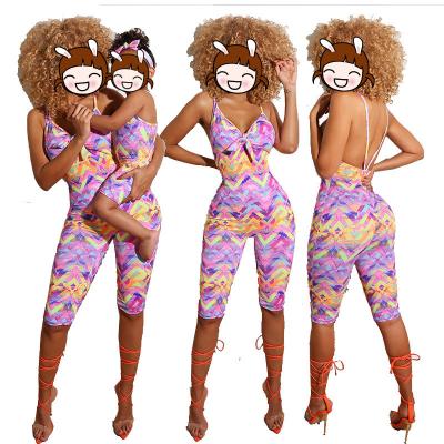 China Breathable Babies Romper Tie Dye Yoga Apparel Set For Women Printed Skinny Mommy And Me Outfits for sale