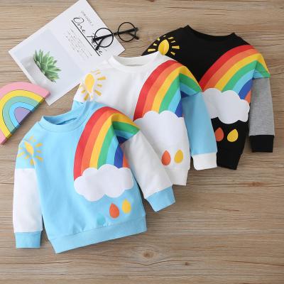 China 2021 Autumn Winter New Rainbow Pattern breathable children's long-sleeved sweater for sale