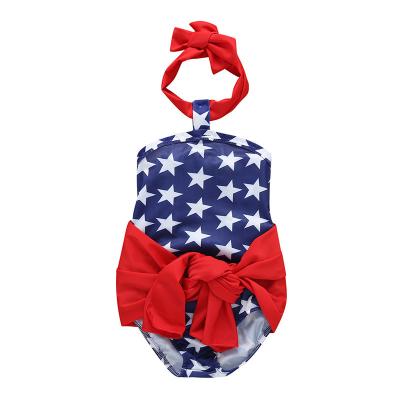 China Breathable Cotton 4th of July Independence Day Girls Summer 4th of July Kids Swimwear Clothes for sale