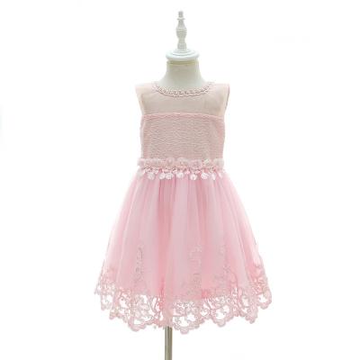 China Cute Sleeveless Summer Lace Net Yarn Kids Girl Dress Evening Party Bridesmaid for sale