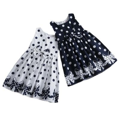 China Lovely Fashion Breathable Polka Dot Print Big Bow Sleeveless Dress For Girl Kid for sale