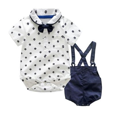 China Casual Children's Apparel Gentleman Cotton Short Sleeves Overalls Star Boy Romper Sets for sale