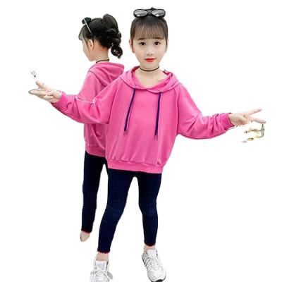 China 2021 Autumn Pure Color Cotton Long Sleeve Breathable Kids Girl Hooded Fleece for sale