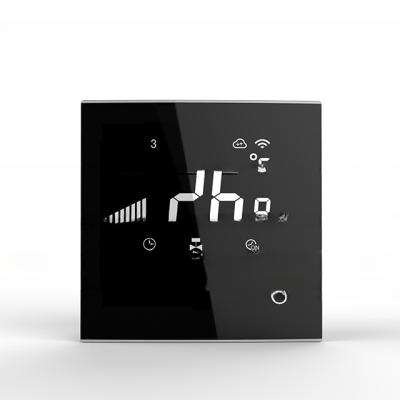 China Black Touch Screen Tuya APP Smart Thermostat for 24VAC/110VAC/220VAC Boiler System for sale