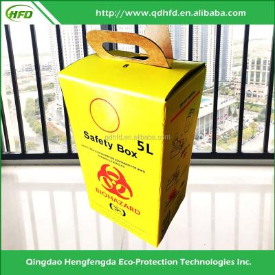 China Waterproof Disposable Medical Cardboard Box Safty Box For Used Syrine Sharps And Needles 5L for sale