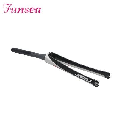 China Funsea Customized Black And White Paint Lightweight Black And White T700 Carbon Fork Fork Bicycle Parts For Racing Road Bike HP-FK014 for sale