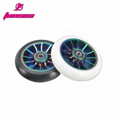 China Wholesale Custom 12 Spoke Aluminum Alloy 6061 Kick Scooter Parts Skatepark Ride Scooter Fat Two Wheel RX-FSW-02 100mm RX-FSW-02 for sale