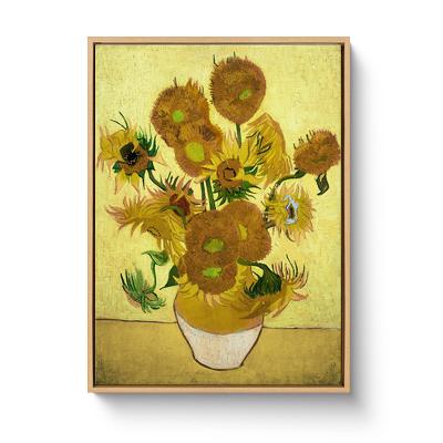 China Impressionist Twelve Sunflowers Vincent Van Gogh Art Reproduction Floating Framed Giclee Canvas Print Wall Art For Home Decor for sale