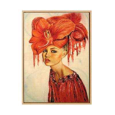 China Modern Custom Alternative Beauty Woman Red Makeup Character Wall Art Painting for sale