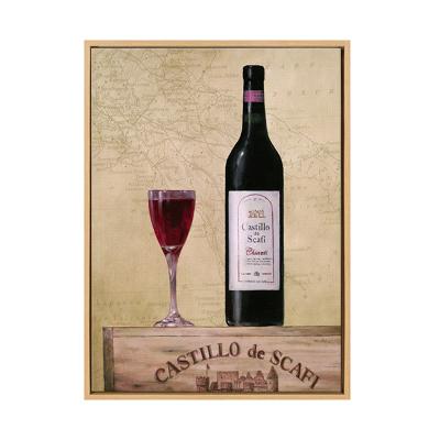 China Classic Home Wall Decorative Famous Wine Bottle And Glass Still Life Oil Painting On Canvas for sale