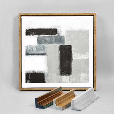 China Abstract Black and White Art Canvas Painting Modern Custom Wholesale Square Color Block With Frame for sale