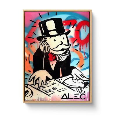 China Modern Modern Graffiti Art Money Alec Monopoly Poster Canvas Print Wall Art With Floating Frame for sale