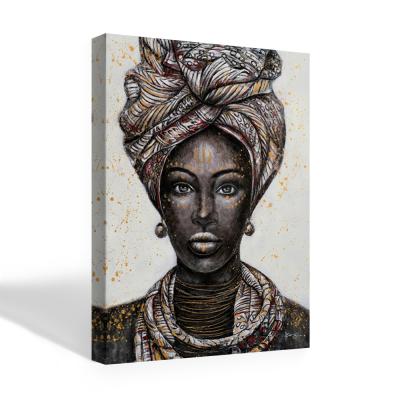 China Wholesale Classic Wall Decor African American Woman Portrait Culture Painting Canvas Wall Art Home for sale