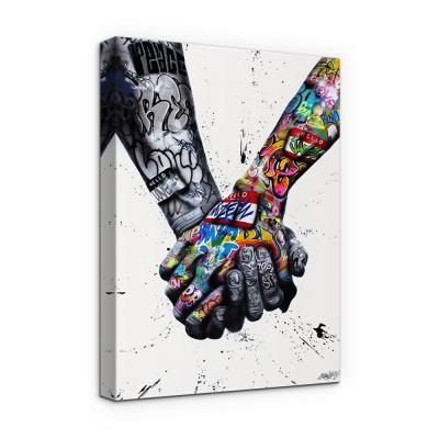 China Custom Traditional Graffiti Street Hands Lover Poster Print Wall Art Frameless Canvas Painting For Home Decor for sale