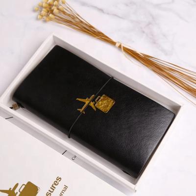 China Plug rotates to replace custom gold foil leather traveler's journal refillable diary with zippered pocket for sale