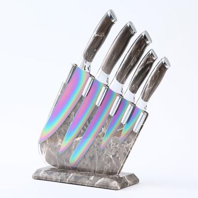 China Viable Most Popular Colorful Sharpness Blade Style Wood Handle Kitchen Knife Sets for sale