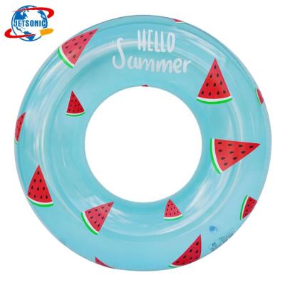 China Round Shape Watermelon 1 Person Inflatable Tube Pool Float Swim Ring For Summer Party for sale