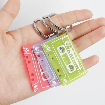 China Classic Creative Acrylic Composite Recorder Tape Audio Track Customized European and American Music Key Chain Gifts for sale