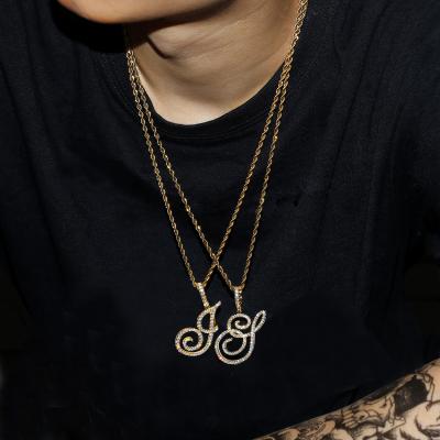 China Gold Silver Color Zircon Pendant & Necklace Hip Hop Charm Hip Hop Jewelry Amazon A-Z Cursive Letters Name for sale