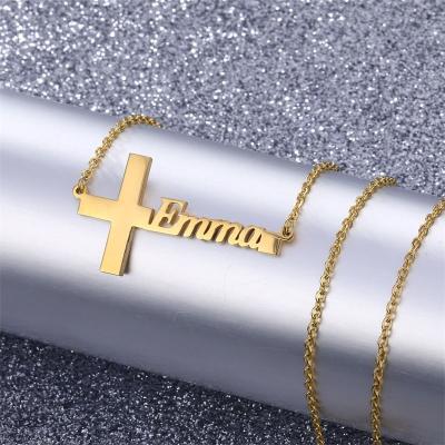 China CLASSIC Handmade Cross Necklace Fashion Custom Name Cross Jewelry Stainless Steel Man's And Women's Necklace for sale