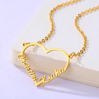 China CLASSIC Custom Name Heart Necklace Stainless Steel Name Pandent Necklaces Customized Couples Names Fashion Necklace for sale