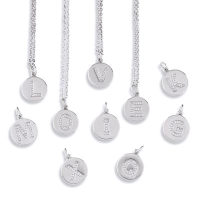 China CLASSIC Copper Silver A-Z Gold Letter Necklaces and Rose Gold Necklaces Simple Style 26 Round Necklaces for sale