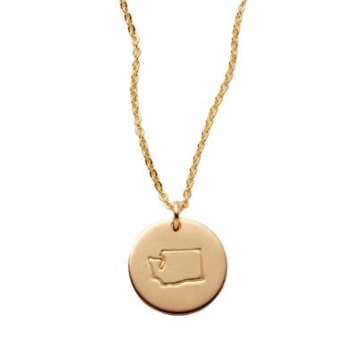 China Fashionable Simple Map Disc Necklace Jewelery Orders Status Disc Pendant Necklace for sale