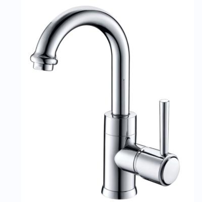 China Chromium Single Handle Hot And Cold Basin Faucet With Earthenware Spool for sale