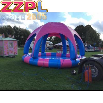 China Outdoor Playground PVC Floating Inflatable Water Ball Tank With Roof Inflatable Floating Tent for sale