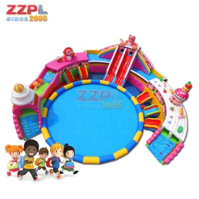 China Land commercial candy PVC ZZPL use /giant inflatable water park with water slide for sale for sale