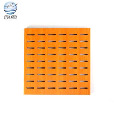 China Highly Effective Auditorium Design Sound Absorbing Sound Absorbing Fireproof Wooden Perforated Acoustic Panel for sale