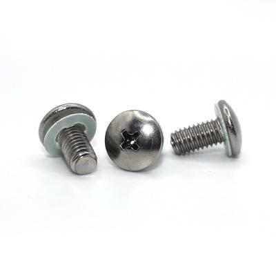 China High Reliability Factory M6*12 SUS304 High Quality Stainless Steel Cross Recessed Big Mushroom Head Machine Screw With Epoxy Seal for sale