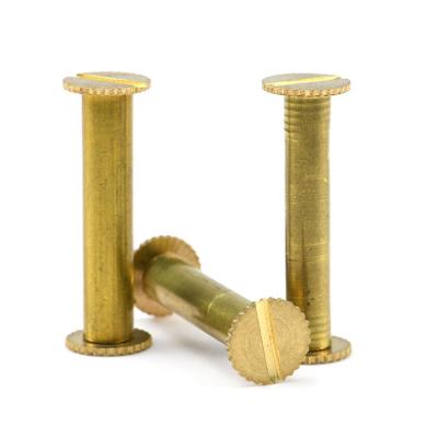 China Flat Factory Price Customized Brass Knurled Slotted Chicago Screw Brass Pound Binding Screw for sale