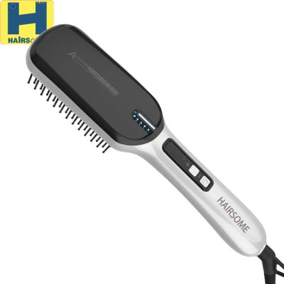 China PTC Heating Aluminum LED Display Temperature Control Hair Straightener Fast Brush #HB-100A for sale