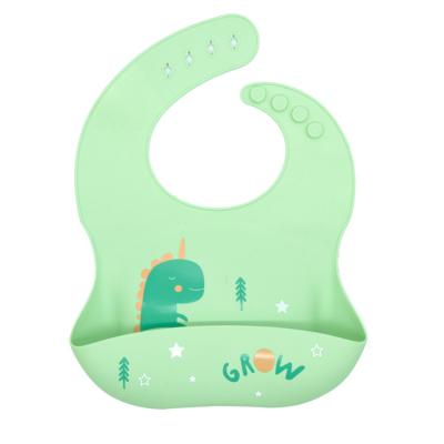 China New Waterproof Washable Printed Cartoon Eat Pouches Kids Safe Organic Baby Customized Silicon Babi Bibs for sale