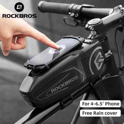 China ROCKBROS Bicycle Front Tube Bag With Hook Waterproof PVC Rainproof Box Tool Phone Holder Bags for sale