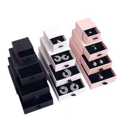 China Wholesale High Quality Recyclable Drawer Slide Box With Ribbon Ready To Ship Luxury Jewelry Box Packaging for sale