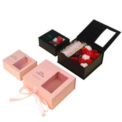 China Environmental Protection China Manufacturer 15*21.5*11cm/18.5*15.5*7.8cm Square Gift Packaging Box With Clear Top Lid for sale