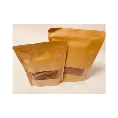 China 2021 Recyclable Zipper Kraft Paper Bag Top Window Patterns Zipper Bag Moisture Proof Food For Coffee Suger Seed Packaging for sale