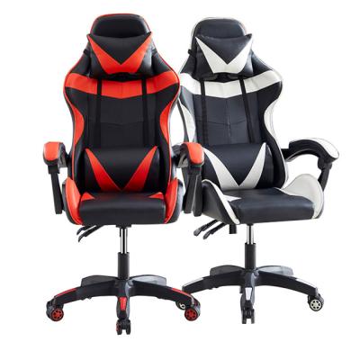 China Adjustable (Height) Gamer Racing Style Adjustable Office Chair With Removable Back Lumbar Headrest Cushion And Footrest Swivel Gaming Chair for sale