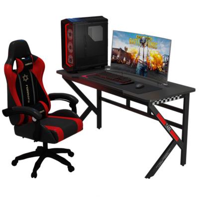 China Black Foldable Hot Selling Amazon MDF Physical Channels Table Head Office Computer Gaming Desk Computer Desks With Metal Frame for sale