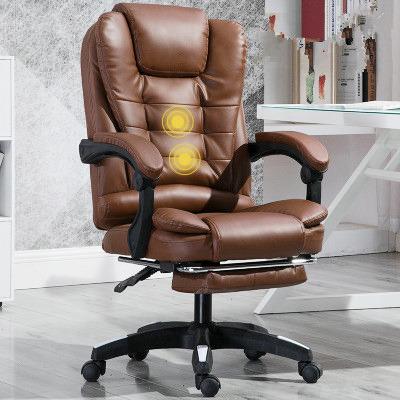 China Adjustable Ergonomic Leather Office Chair PU Boss (Height) Chair With Massage Rotating Function for sale