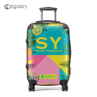 China Fashionable Customized Transparent Design Oil Painting Printing PC Luggage ABS Trolley Luggage Snare Customized Design Luggage for sale